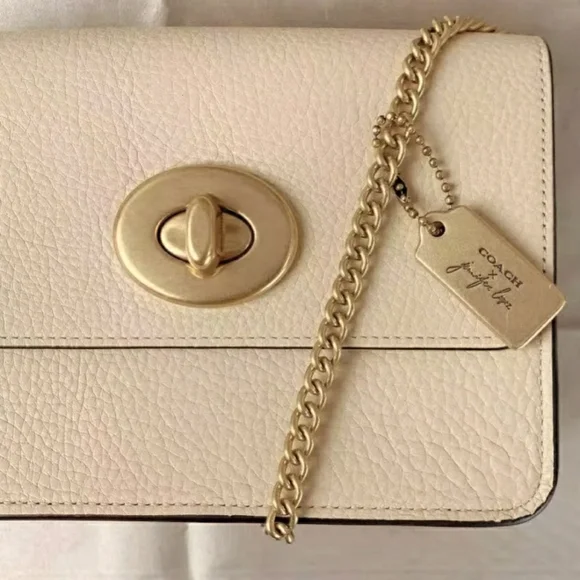 NWT Coach Jennifer Lopez CREAM SNAKESKIN GOLD Crossbody EXTREMLY RARE - Picture 2 of 5